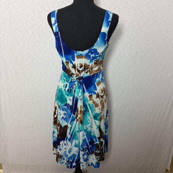 Bisou Bisou Michele Bohbot Floral Empire‑Waist Dress Women’s Size 8 Blue Teal - Picture 3 of 5